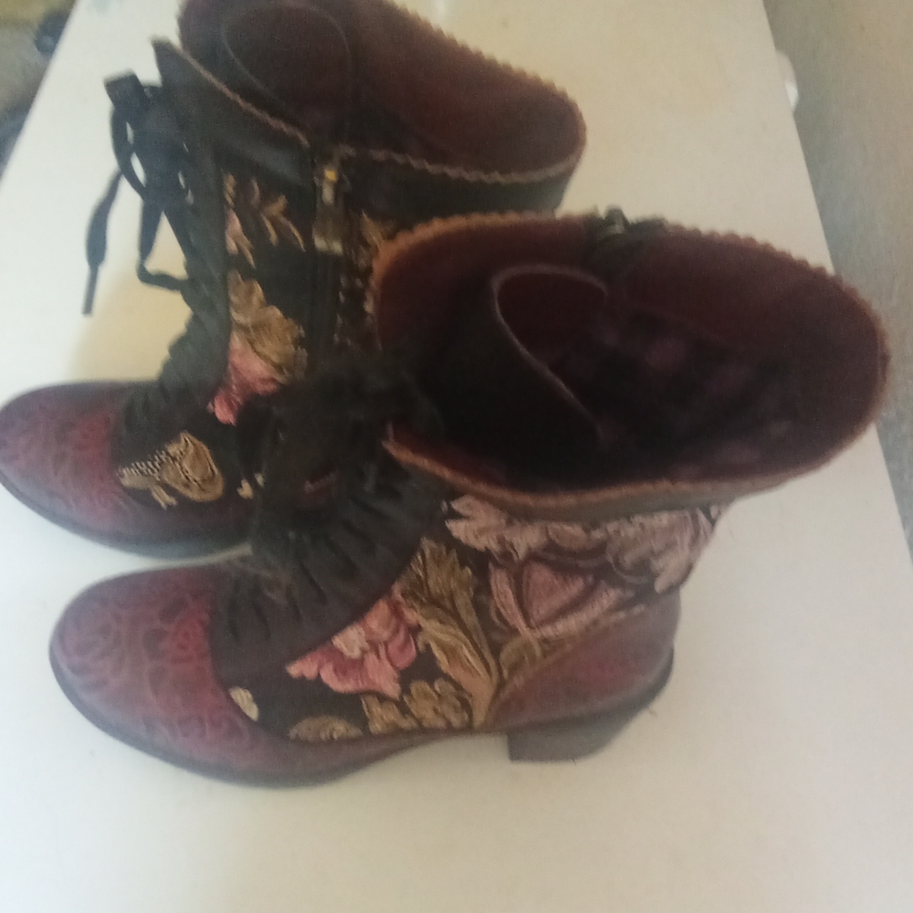 L'Artiste By Spring Step Casandra Tapestry Combat Boots 40 - Picture 2 of 5